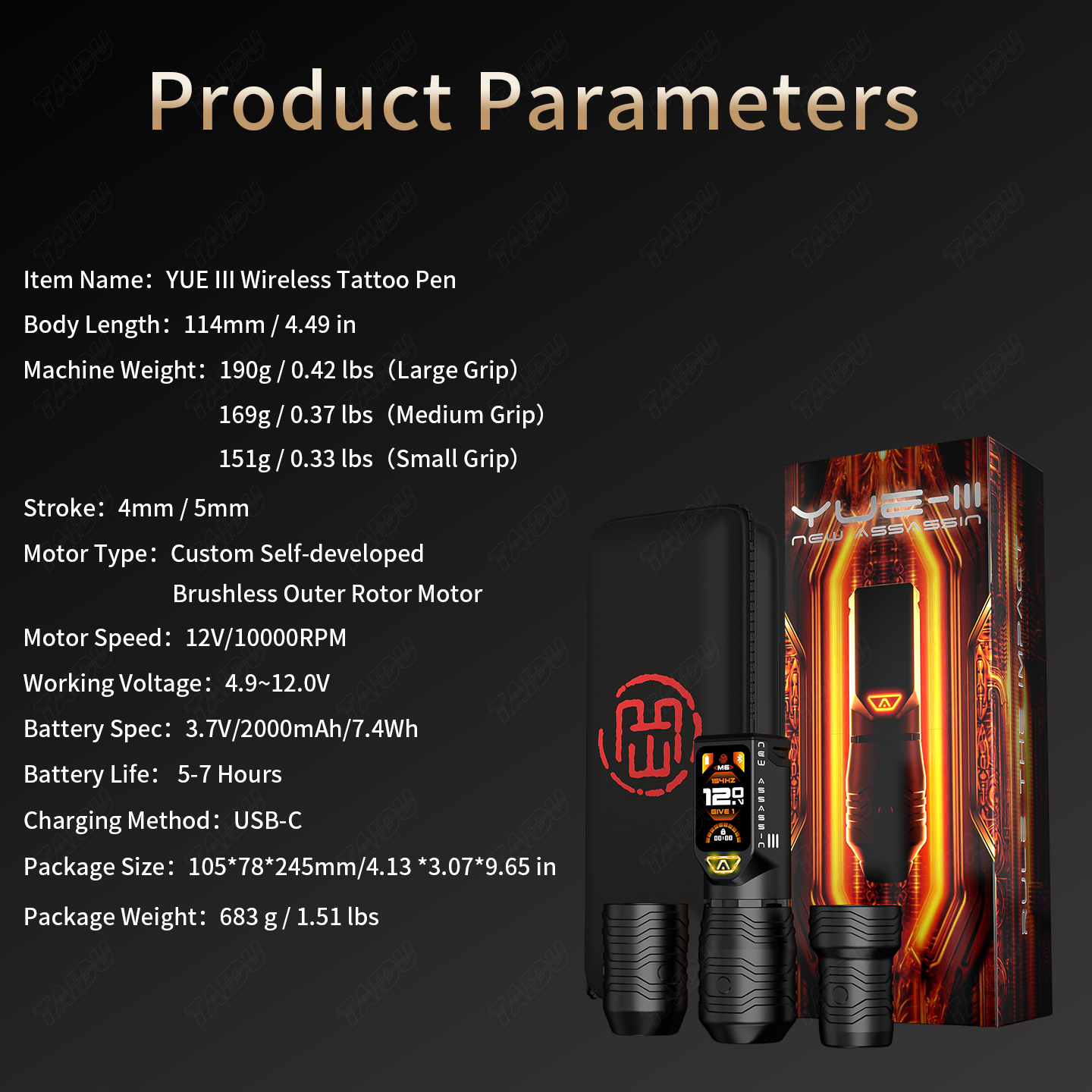 New generation YUE III long-stroke wireless tattoo pen
