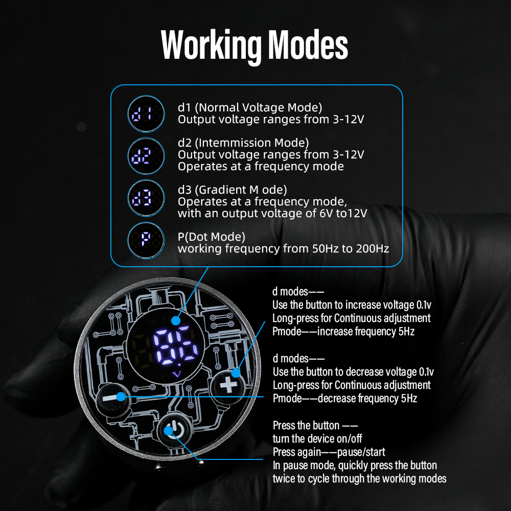 TAIDU Tattoo Large Capacity Tattoo Power Supply Wireless