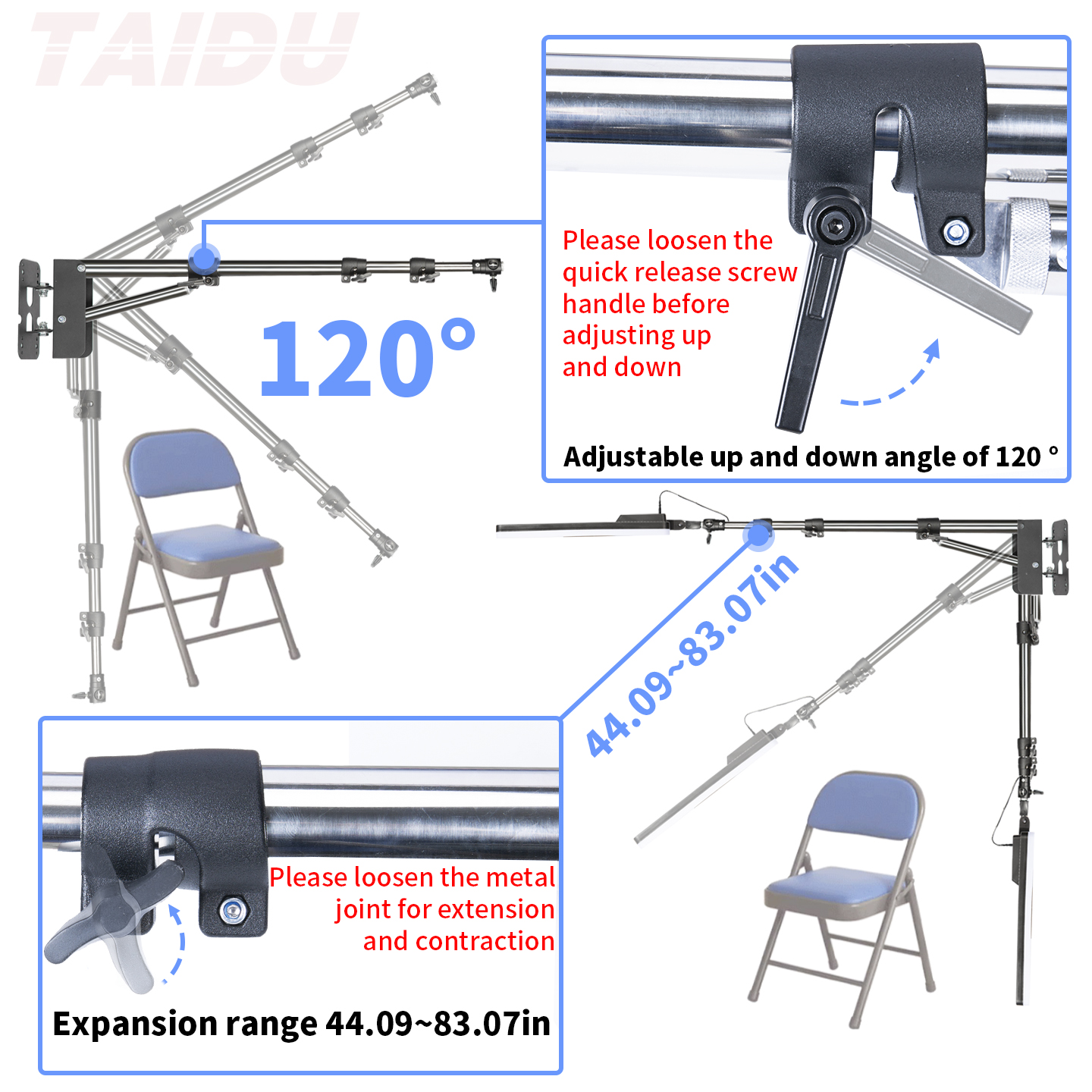 TAIDU PL-48 Large Panel Telescoping Tattoo Wall Light