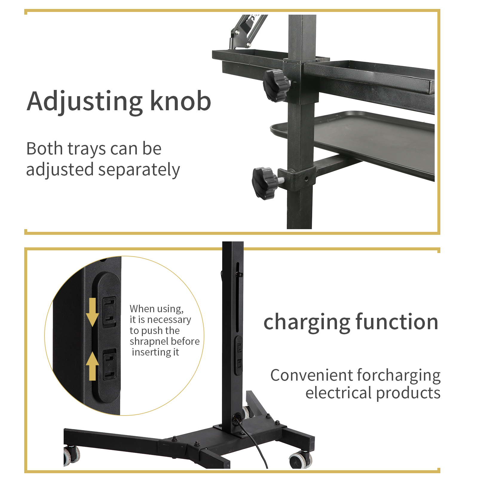 TAIDU Multi-Functional Double Holder Tattoo Bench with Light and Socket