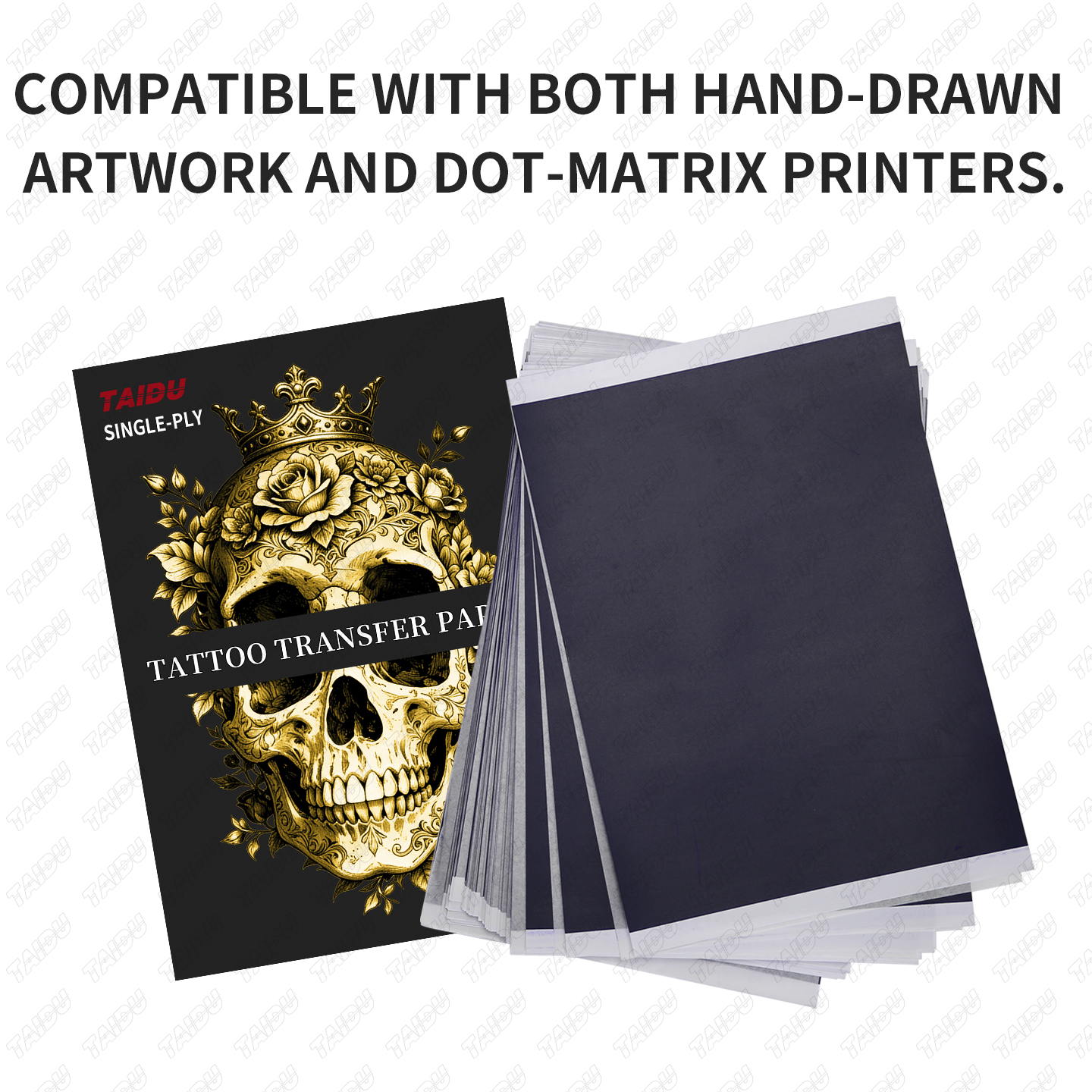 TAIDU Single-Sheet Hand Stencil Tattoo Transfer Paper, 100 Sheets/Box