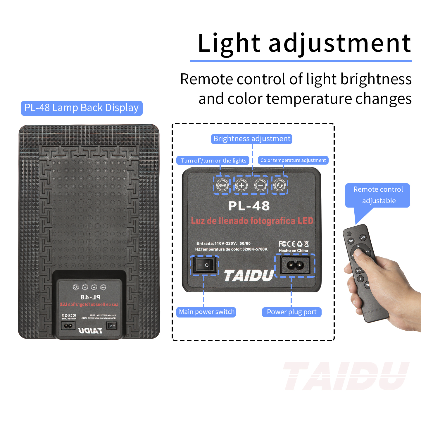 TAIDU PL-48 Large Panel Telescoping Tattoo Wall Light