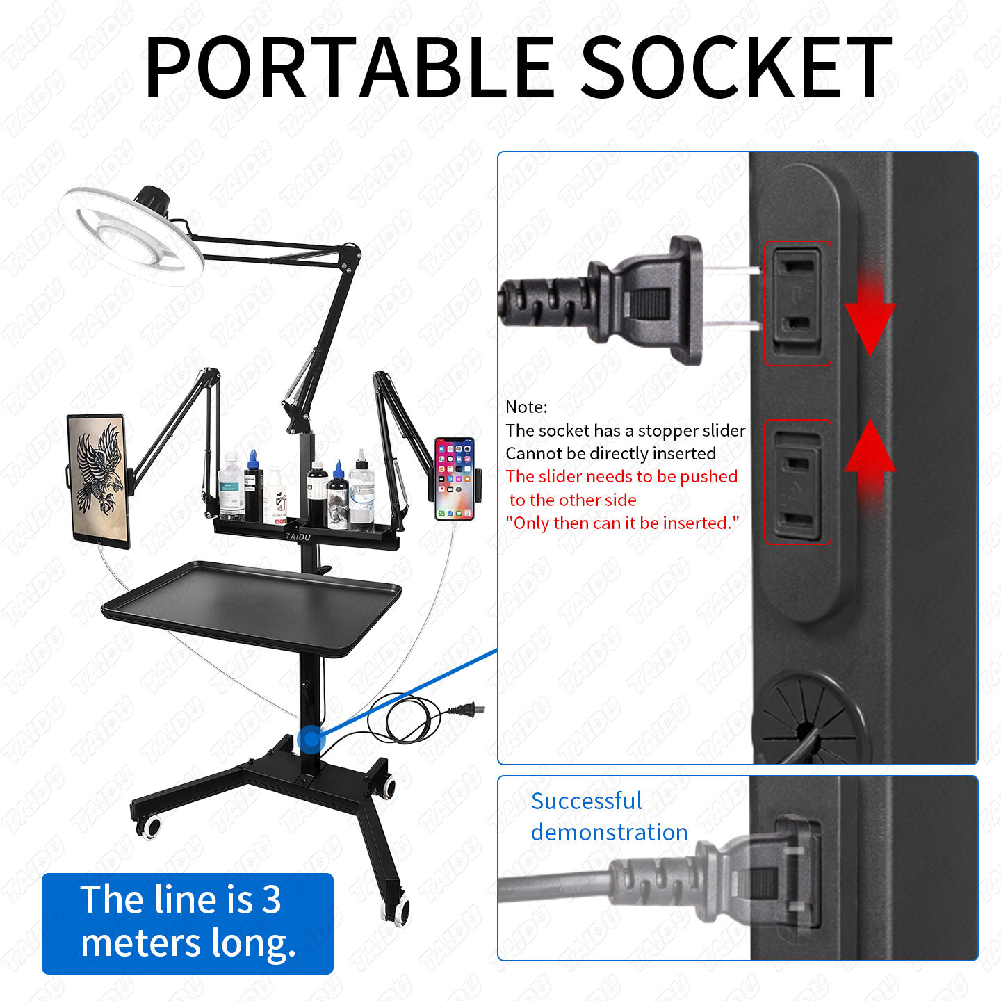TAIDU X4 Premium Tattoo Workstation Featuring Steering Wheel Design Light