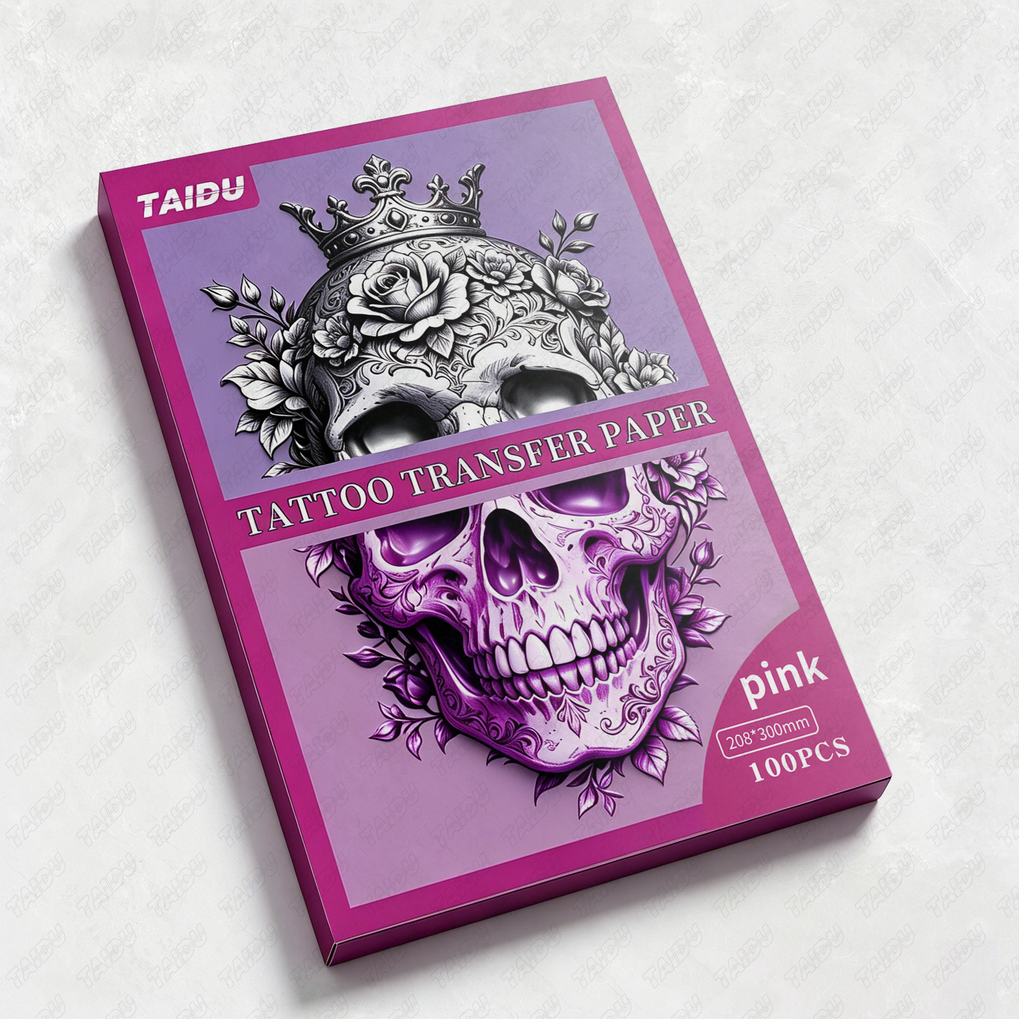TAIDU Premium Pink Tattoo Transfer Paper New Edition 100 Sheets/Box