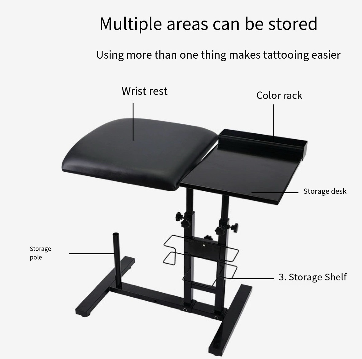Multi-functional tattoo armrest table