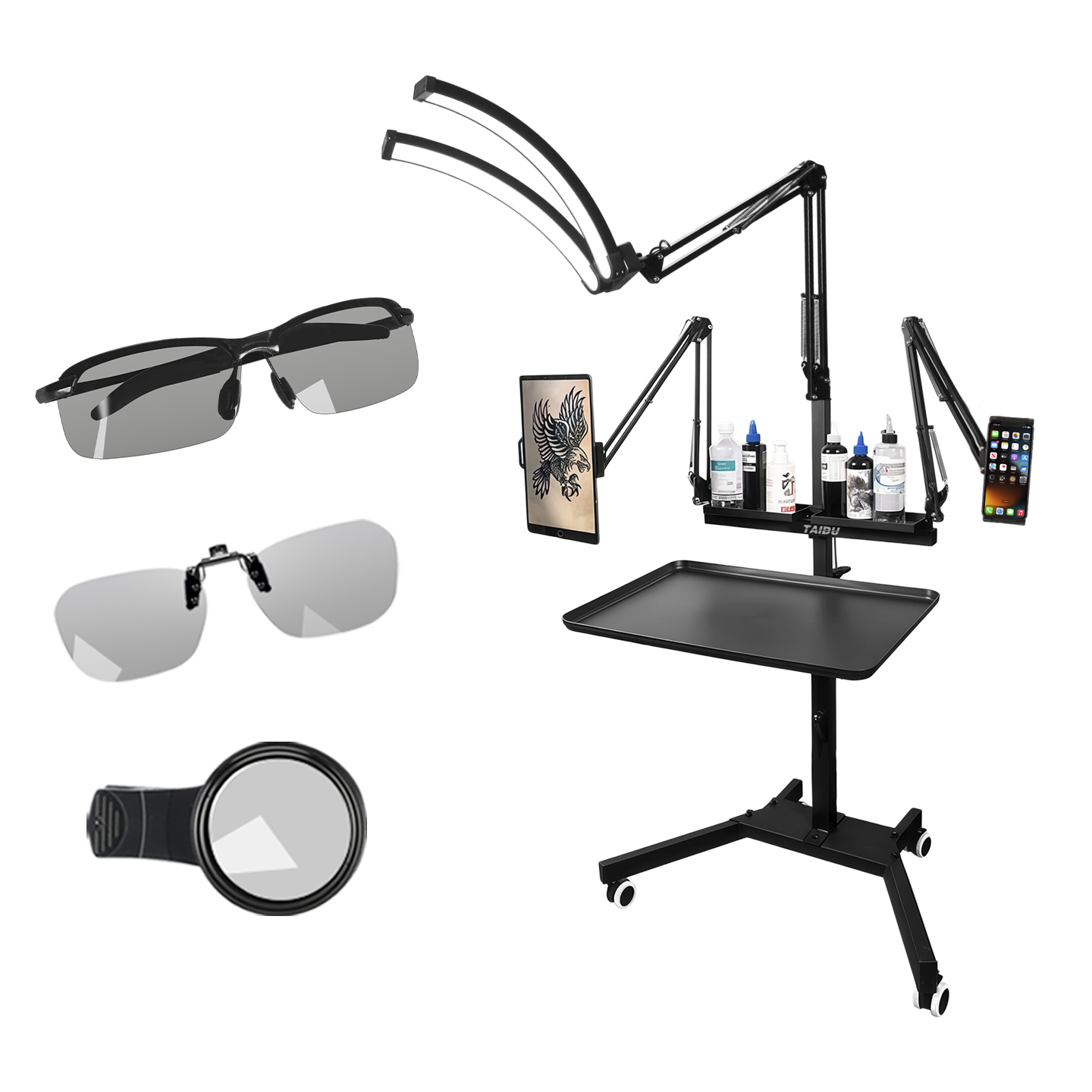 TAIDU X5 Professional Tattoo Workstation with Foldable Half-Moon Light