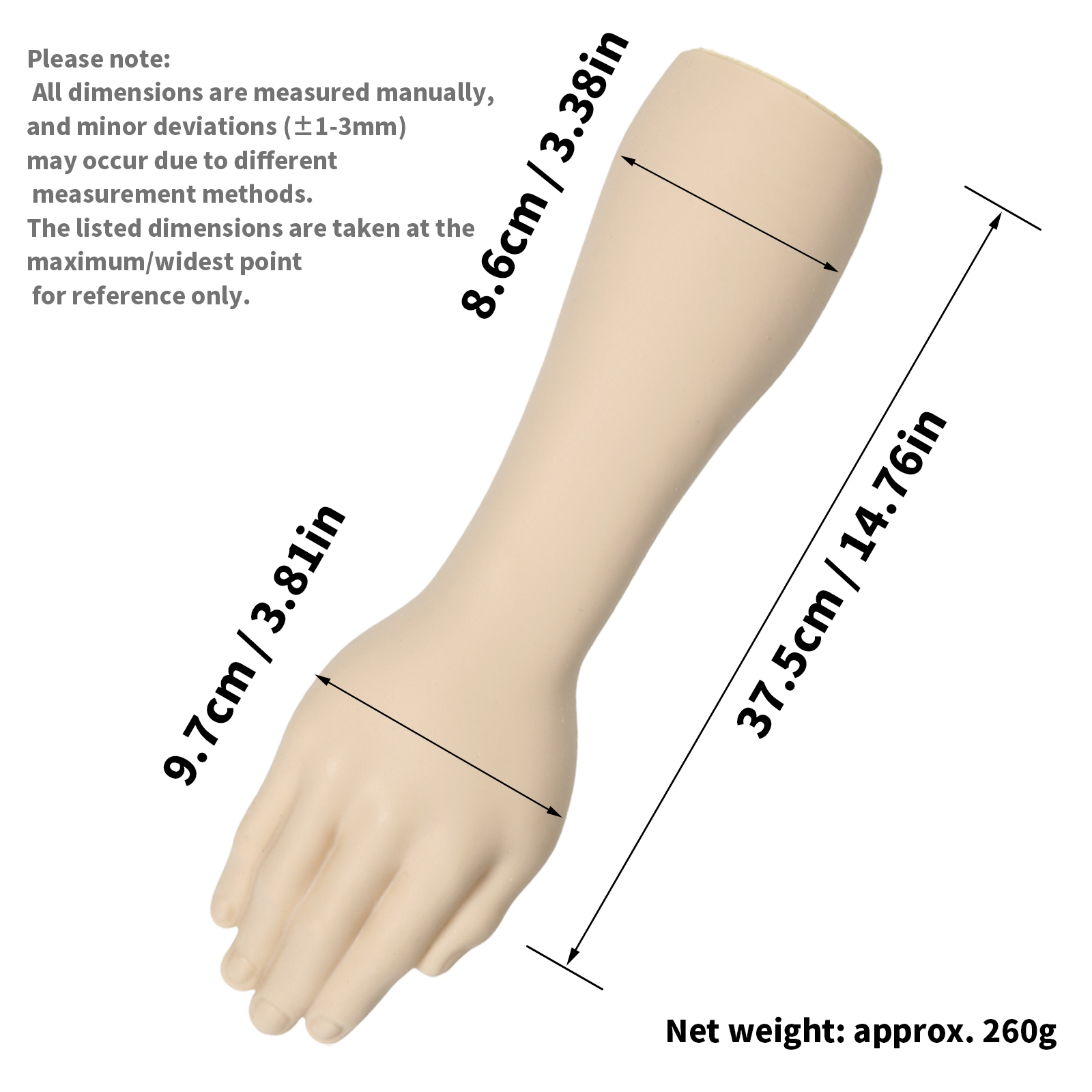 TAIDU High-Quality Tattoo Practice Silicone Forearm with Hand