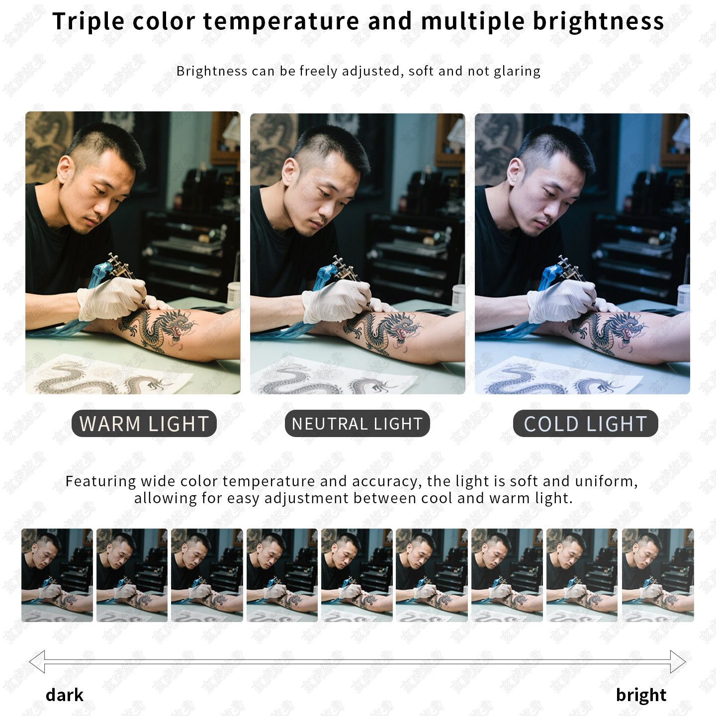 TAIDU X5 Anti-Glare Floor Stand Tattoo Shading Light 
