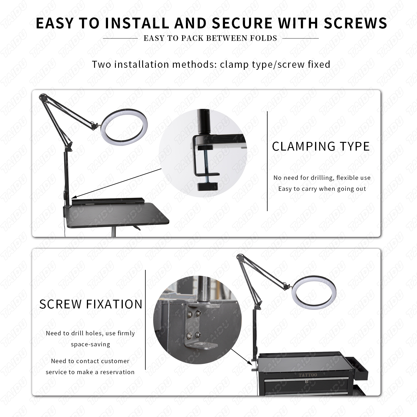 TAIDU Tattoo Upgrade Collapsible Long Arm Light