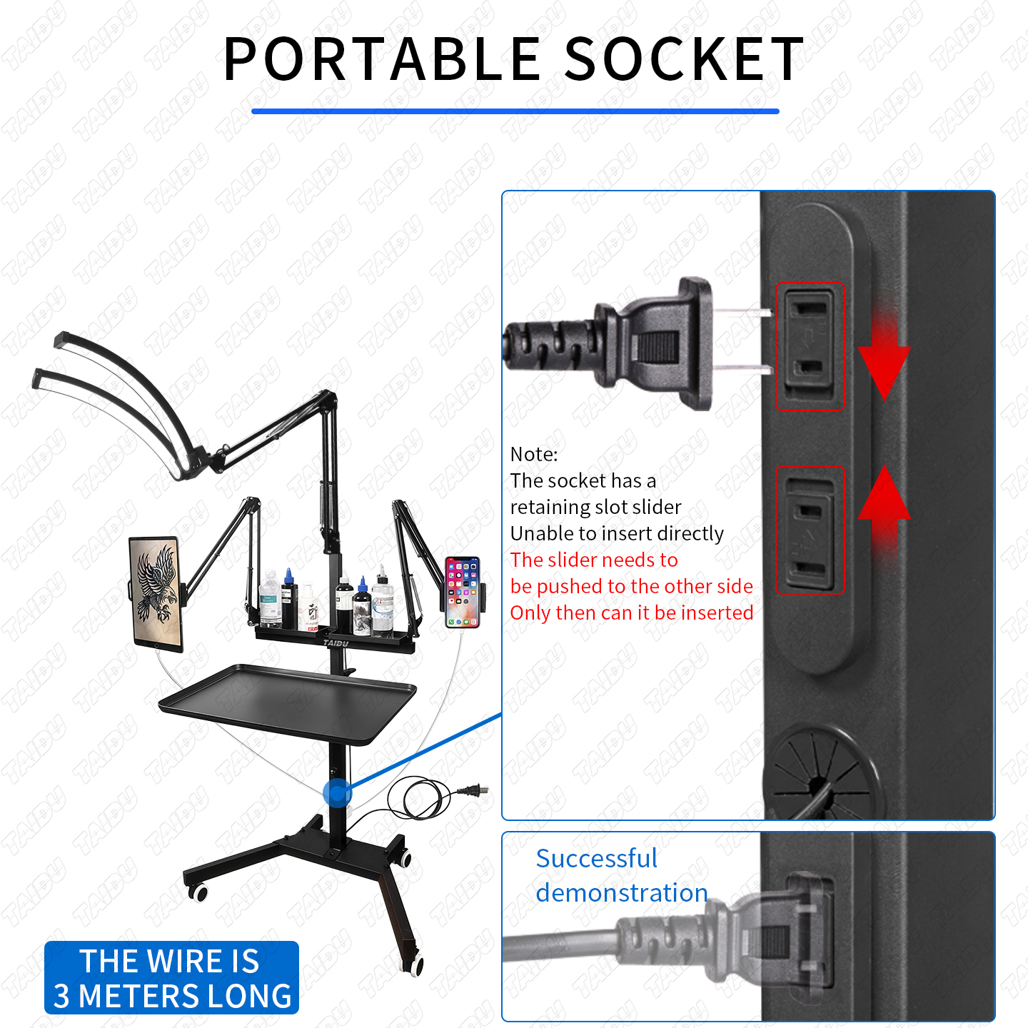 TAIDU Professional Tattoo Workstation with Foldable Half-Moon Light