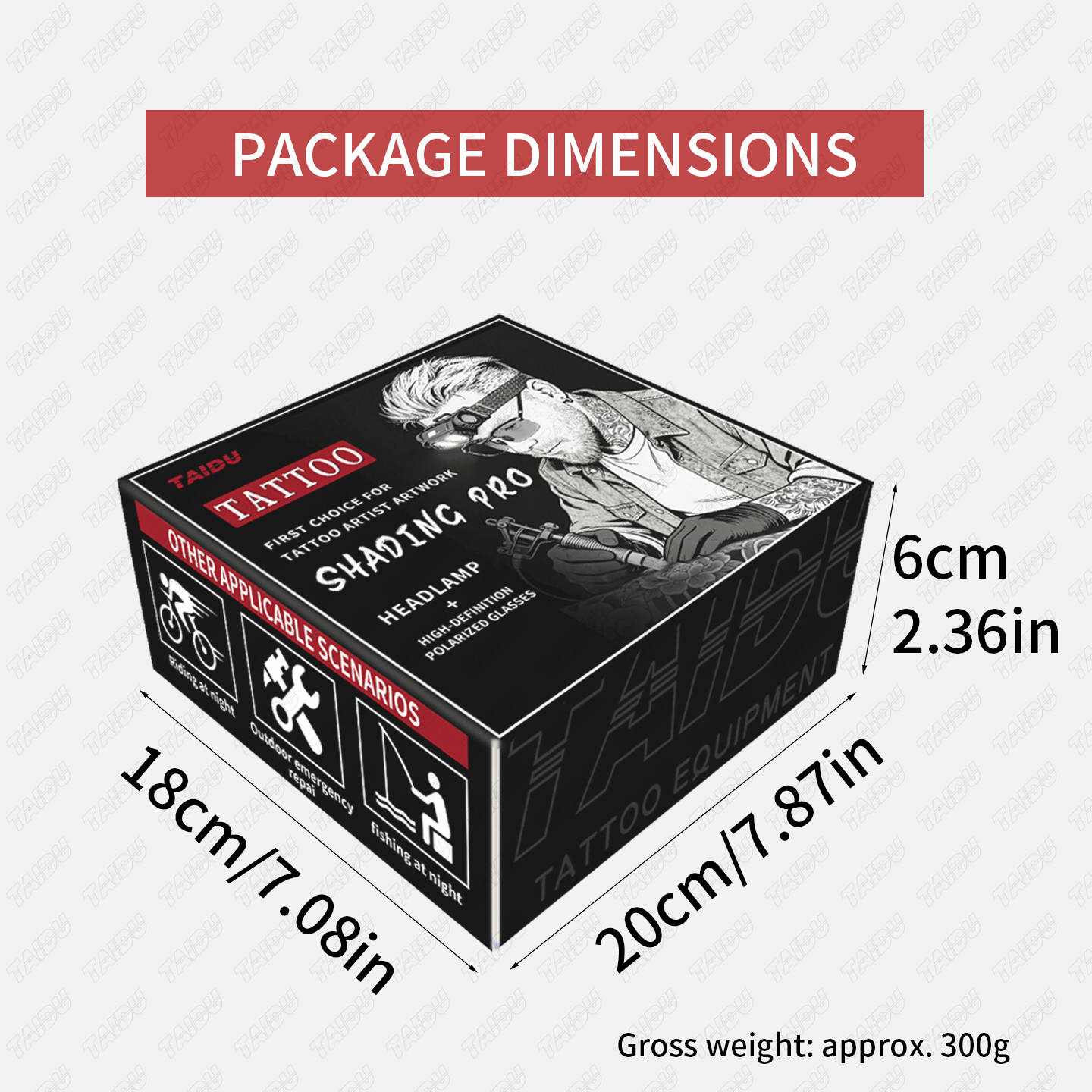 TAIDU New Tattoo Headlamp & Anti-Glare Glasses Kit