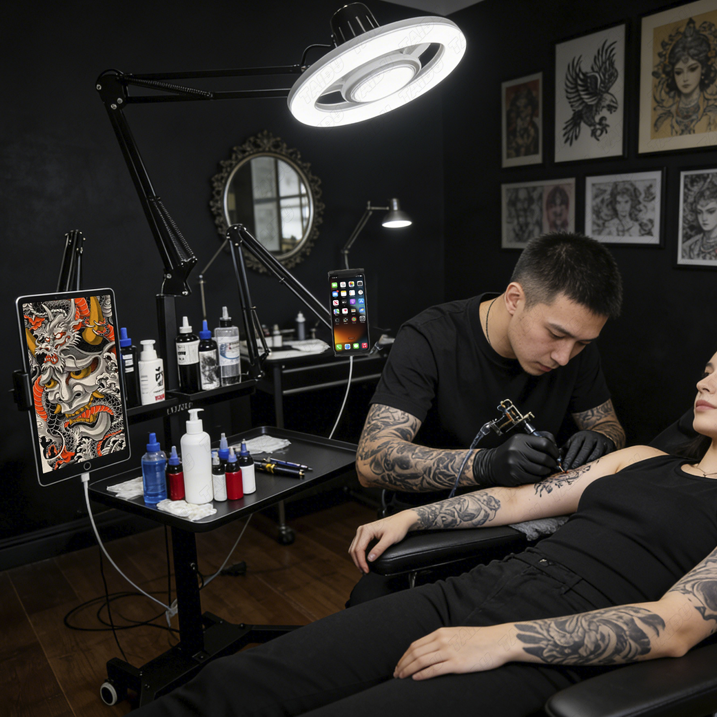 TAIDU X4 Premium Tattoo Workstation Featuring Steering Wheel Design Light