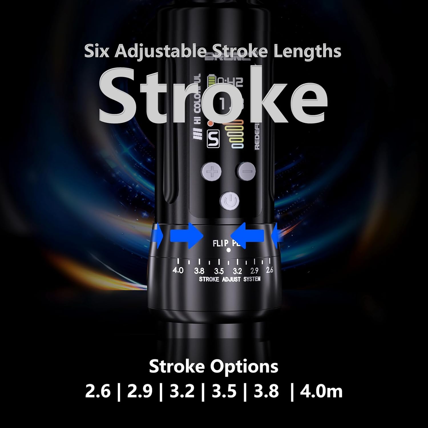 BRONC X2 Wireless Tattoo Pen Machine 2,000mAh Battery - 6 Adjustable Strokes