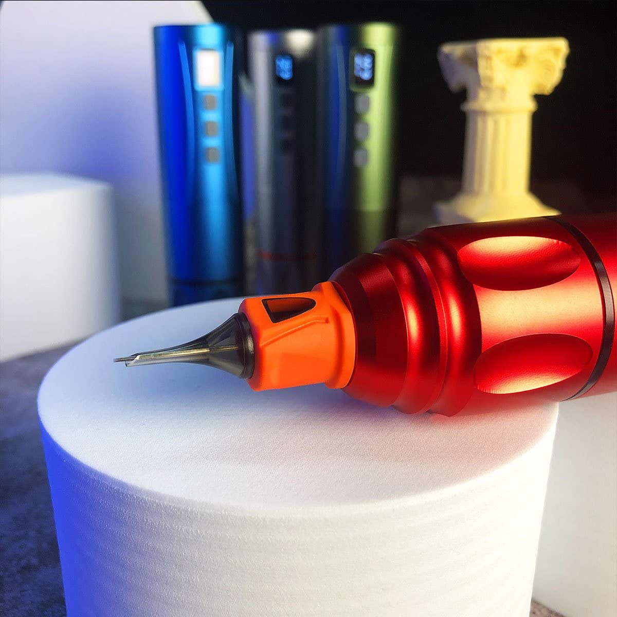 BRONC V7 Tattoo Machine Rotary Pen Style Supply Coreless Motor 2,000mAh Battery Power (4.0mm Stroke) Red