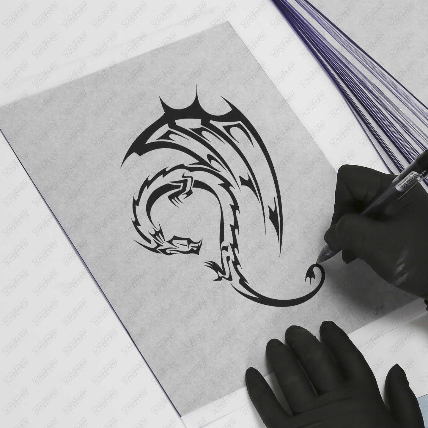 TAIDU Single-Sheet Hand Stencil Tattoo Transfer Paper, 100 Sheets/Box