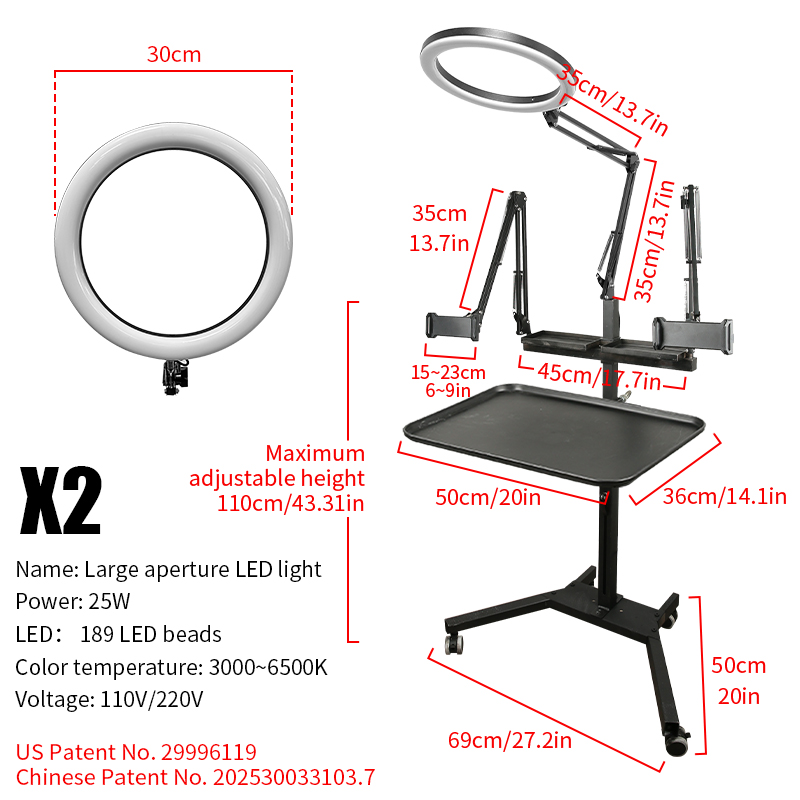 TAIDU Promotion Multi-functional double holder tattoo bench with light