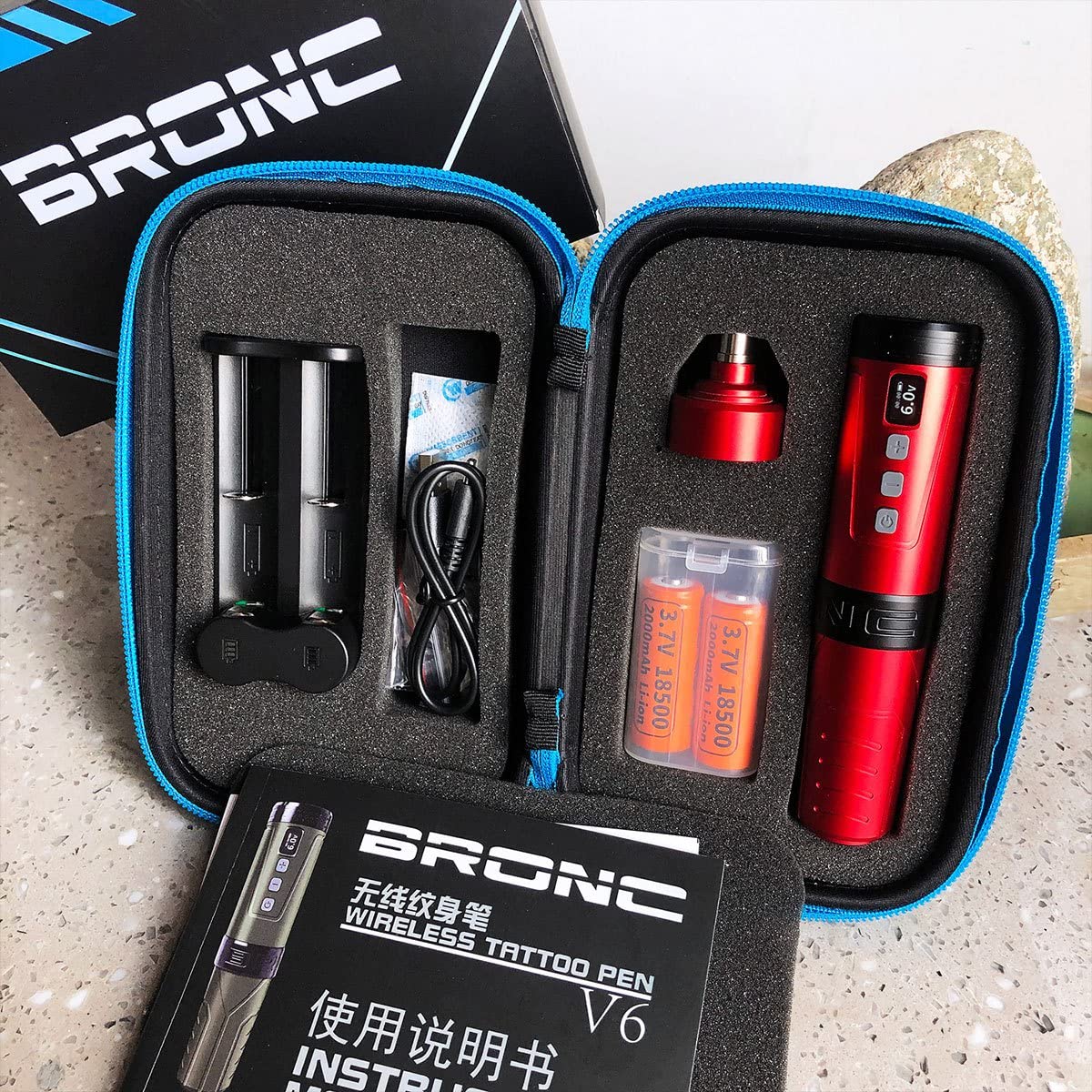 BRONC V6 Tattoo Machine Rotary Pen Style Supply Coreless Motor 2,000mAh Battery Power (3.5mm Stroke)