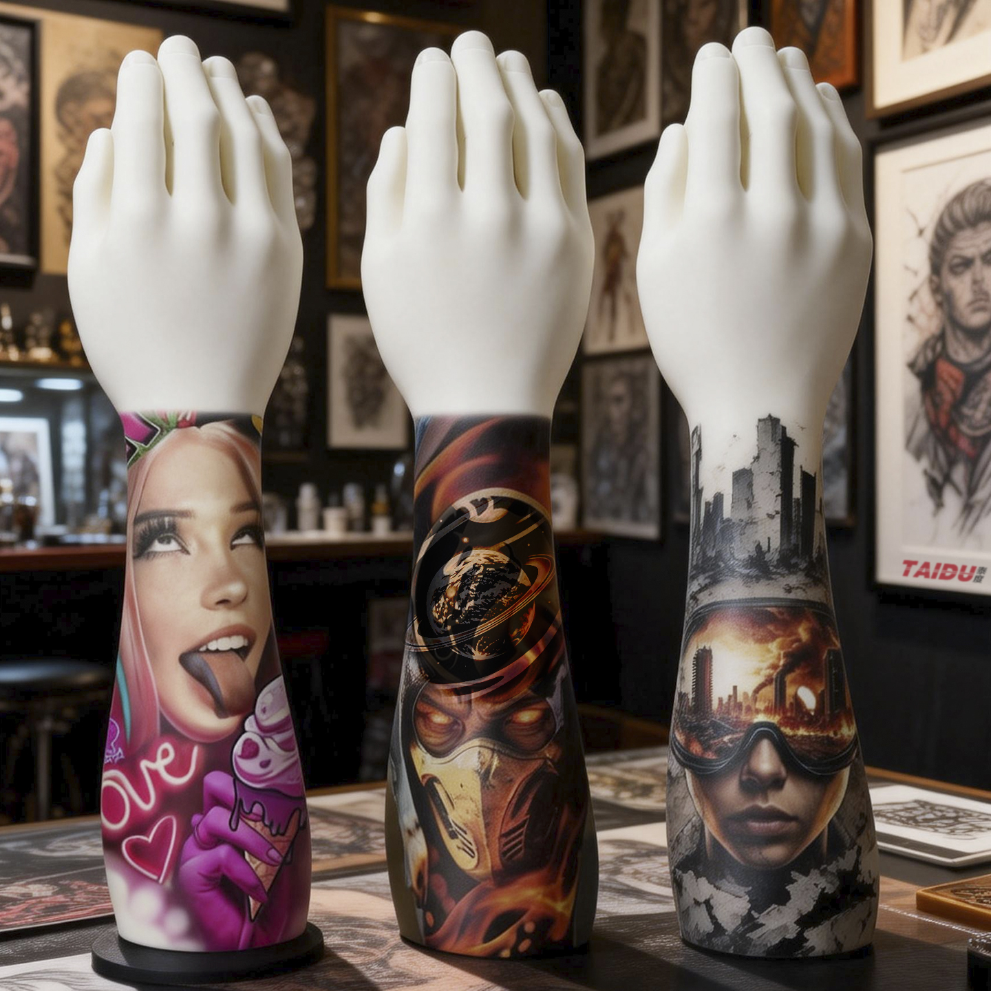 TAIDU High-Quality Tattoo Practice Silicone Forearm with Hand