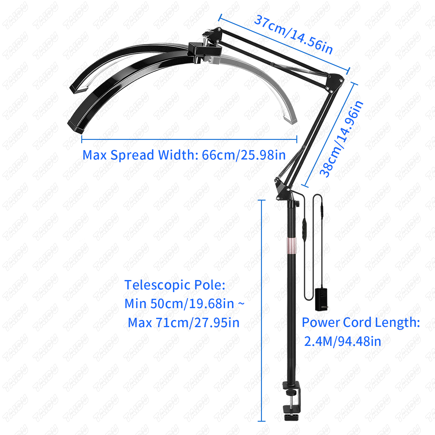 TAIDU X5 Anti-Glare Polarizing Half-Moon Desk Clamp Lamp 