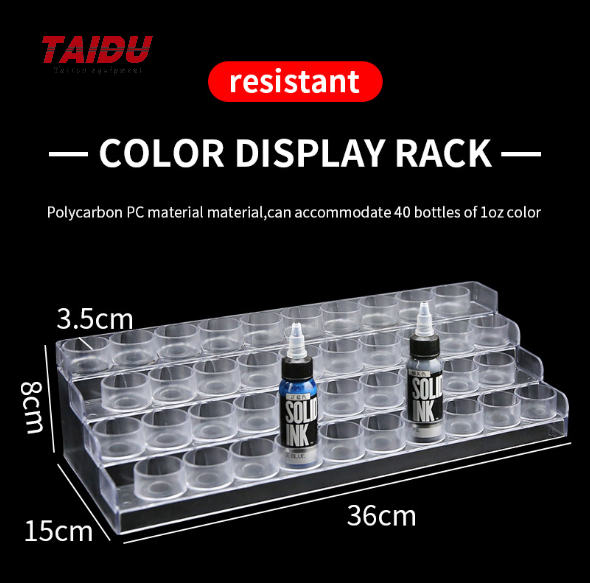 TAIDU Tattoo Color Shelf Base 4-Layer 40-Hole Pattern Color Display Rack
