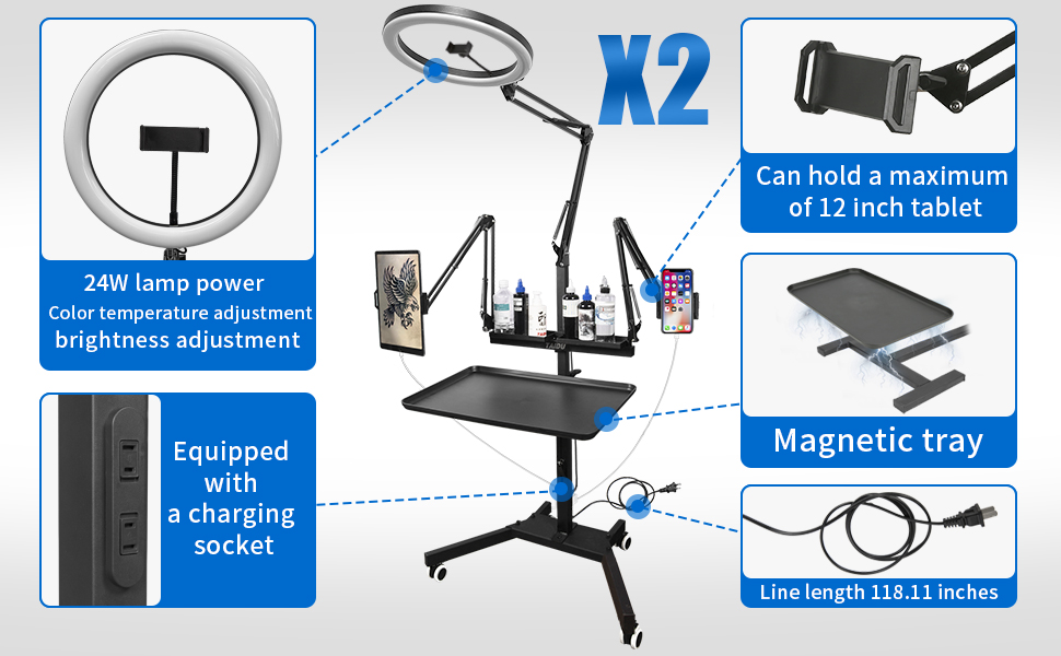 TAIDU X2 Upgraded Multi-Function Workbench with Light and Phone Holder