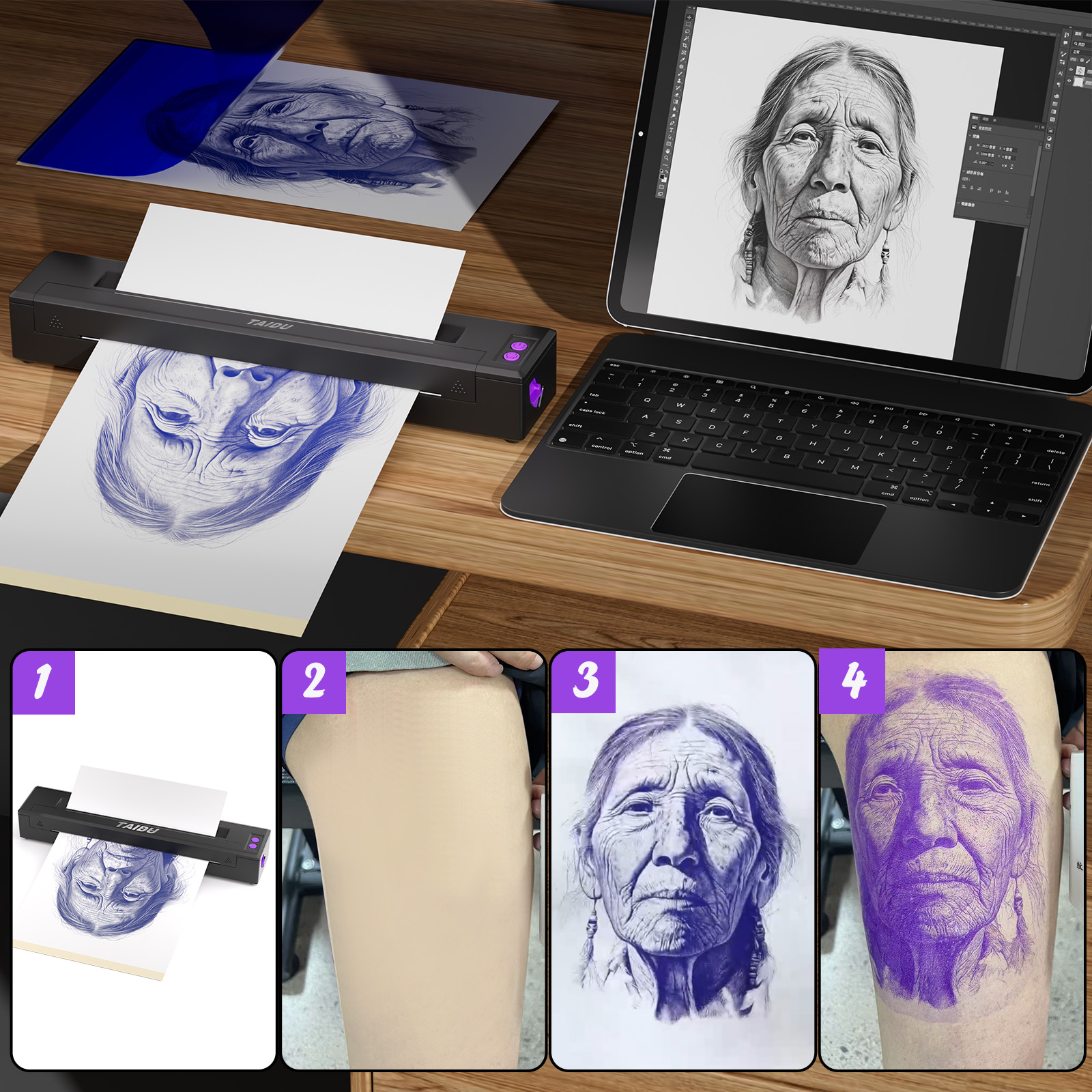 TAIDU P19 New Design Wireless Tattoo Thermal Printer For Iphone