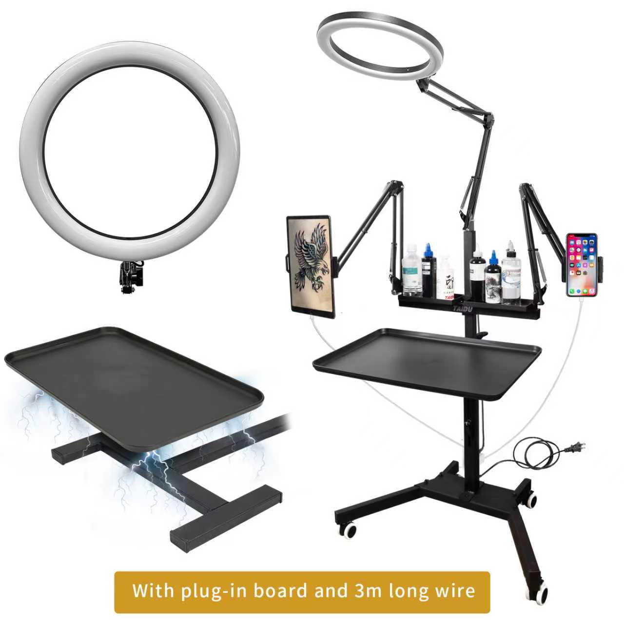 TAIDU Promotion Multi-functional double holder tattoo bench with light
