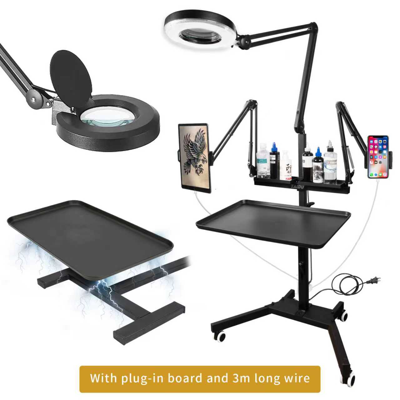 TAIDU Promotion Multi-functional double holder tattoo bench with light