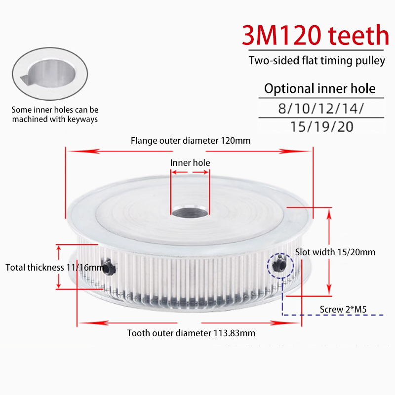 3M 120 Teeth Timing Pulley Bore Regular for Industrial Applications