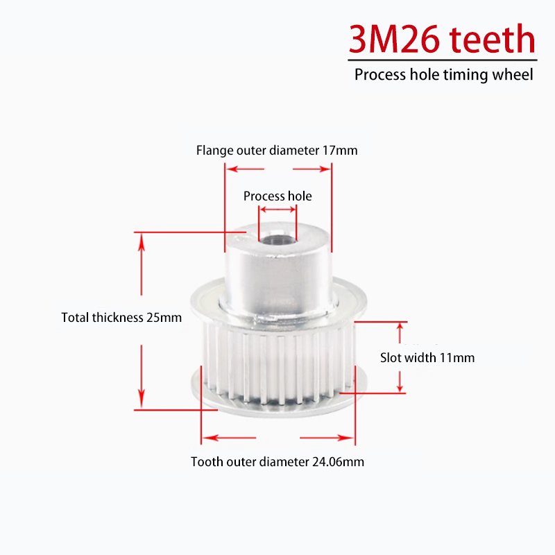 3M Aluminum Timing Pulley 26 Teeth Bore 6mm/8mm