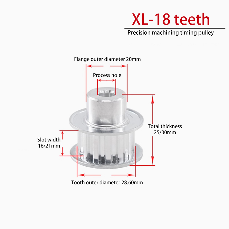 OEM XL Aluminum Alloy Timing Pulley XL-18 Teeth Width 11 mm Pitch 5.08 mm