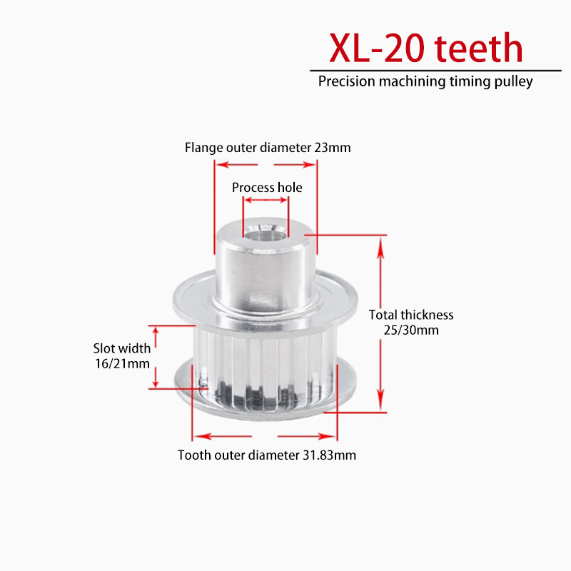 OEM XL Aluminum Alloy Timing Pulley XL-20 Teeth Width 11 mm Pitch 5.08 mm