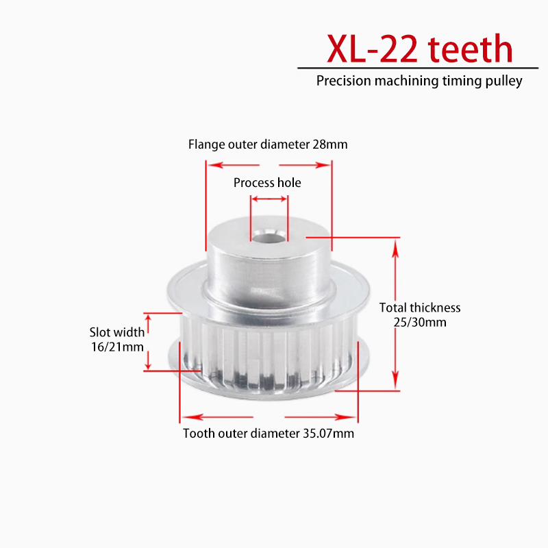 Wholesale XL 22 Teeth Aluminum Oxidized Timing Pulley Groove Width EAF51-XL050-22-B-N-D14