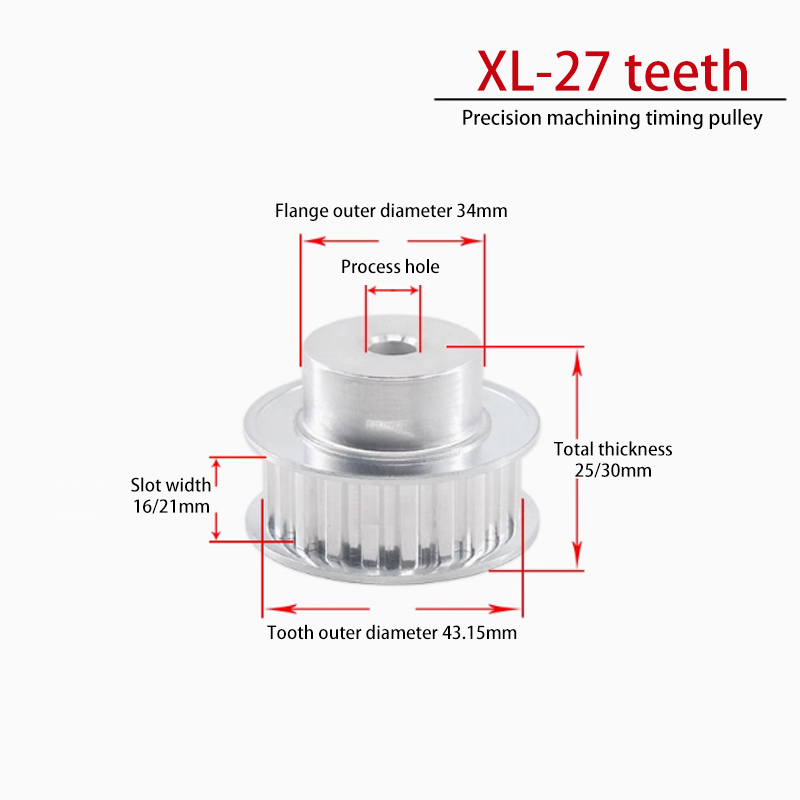 OEM XL Aluminum Alloy Timing Pulley XL-27 Teeth Width 11 mm Pitch 5.08 mm