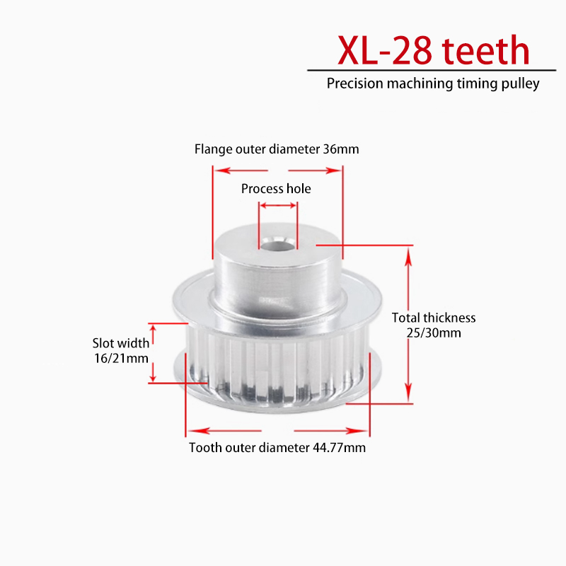 OEM XL Aluminum Alloy Timing Pulley XL-28 Teeth Width 11 mm Pitch 5.08 mm