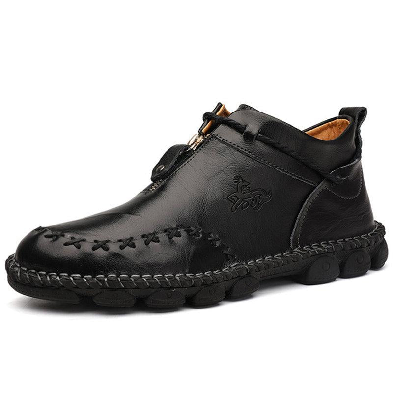 Men��s Casual Hand Stitching Genuine Leather Snow Shoes Ankle Boots