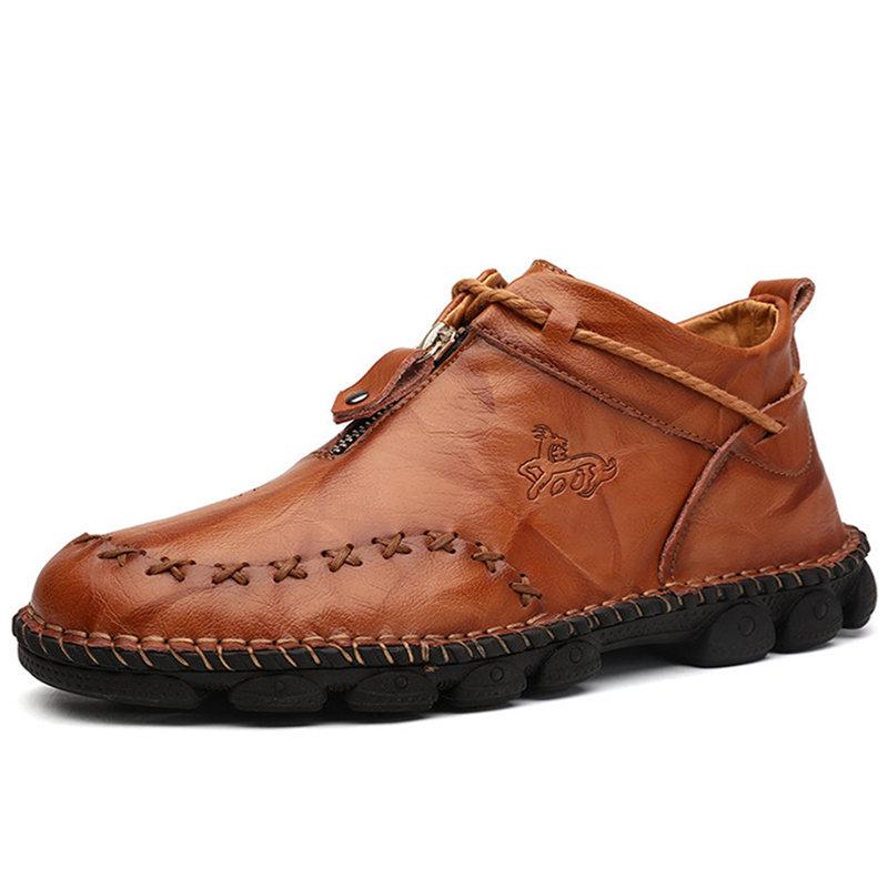 Men��s Casual Hand Stitching Genuine Leather Snow Shoes Ankle Boots