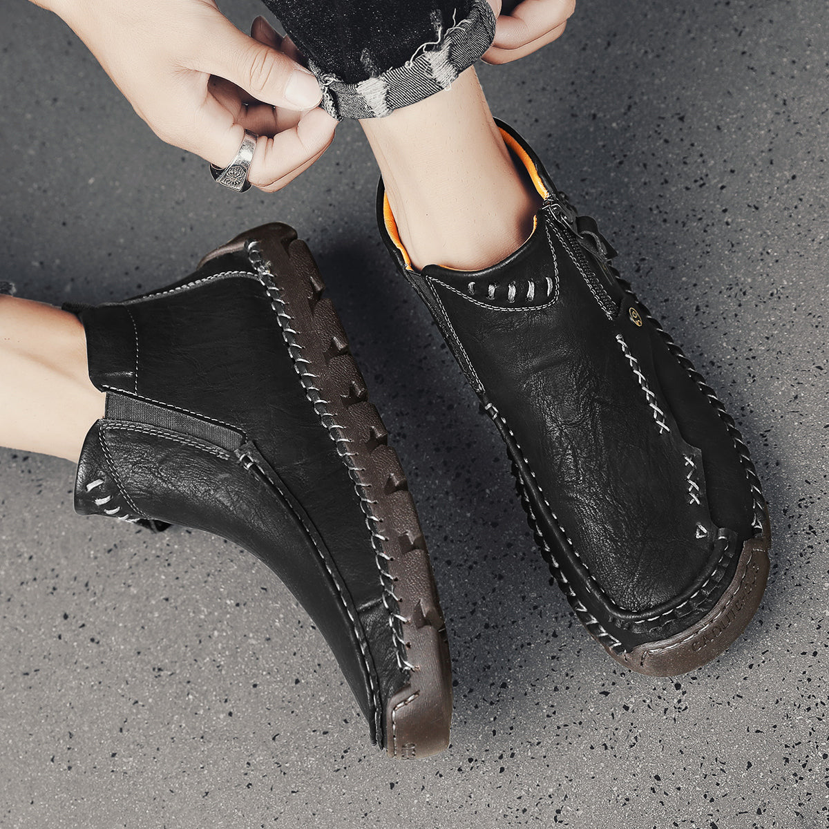 Men's Soft And Breathable Zipper Outdoor Tooling Boots V1