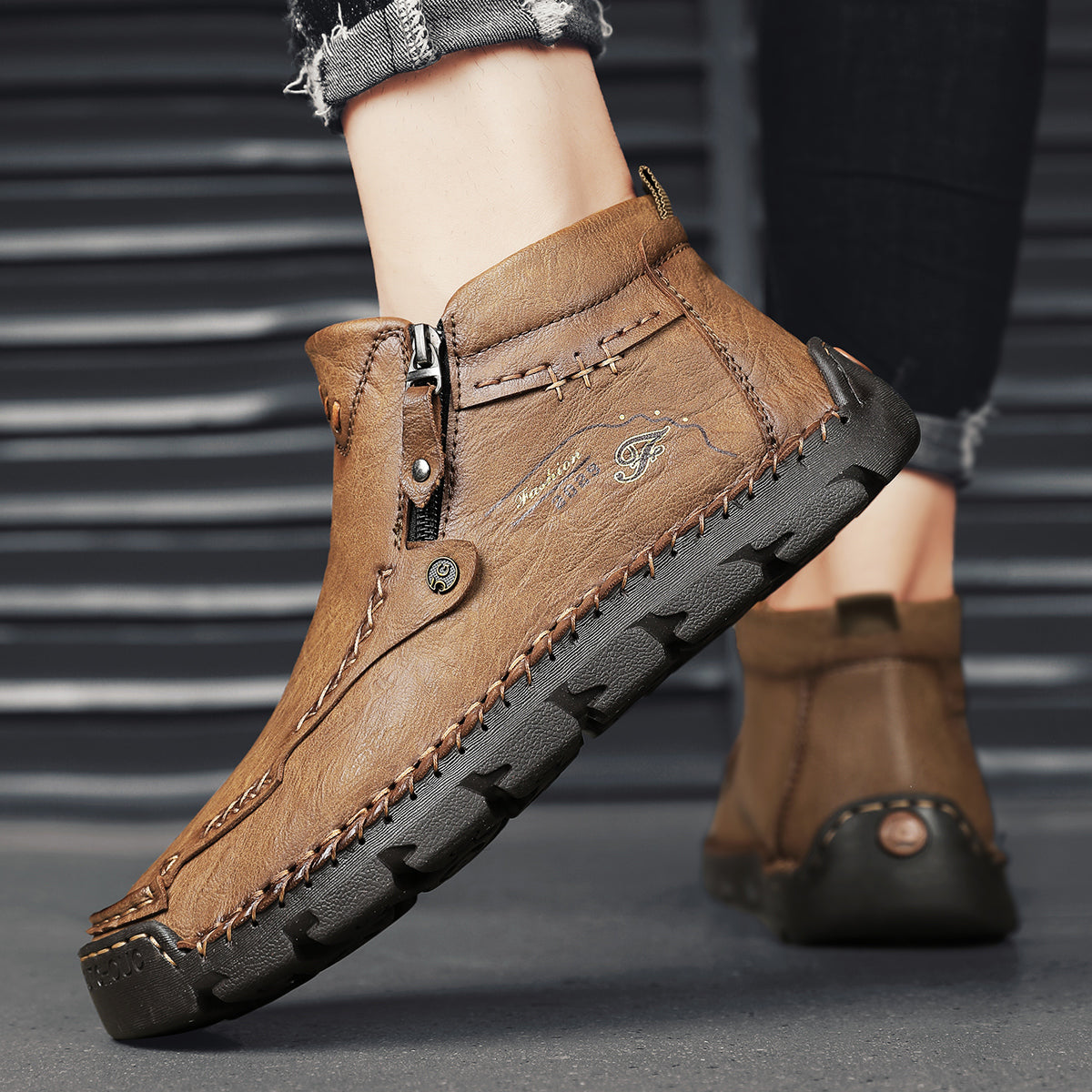 Men's Soft And Breathable Zipper Outdoor Tooling Boots V1