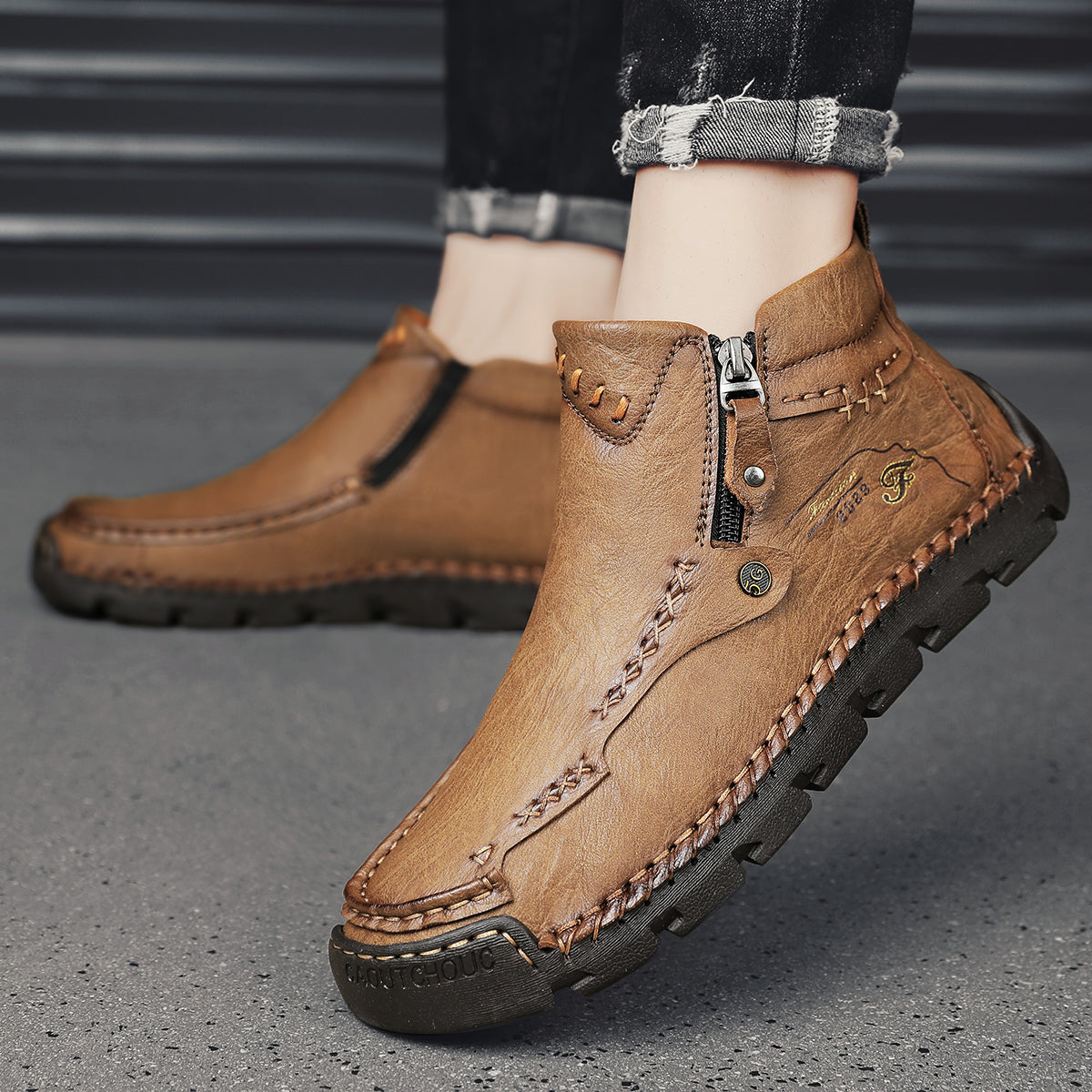 Men's Soft And Breathable Zipper Outdoor Tooling Boots V1