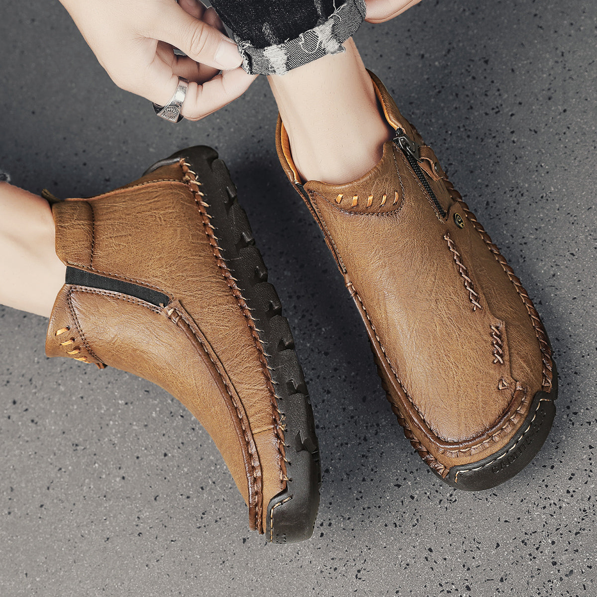 Men's Soft And Breathable Zipper Outdoor Tooling Boots V1