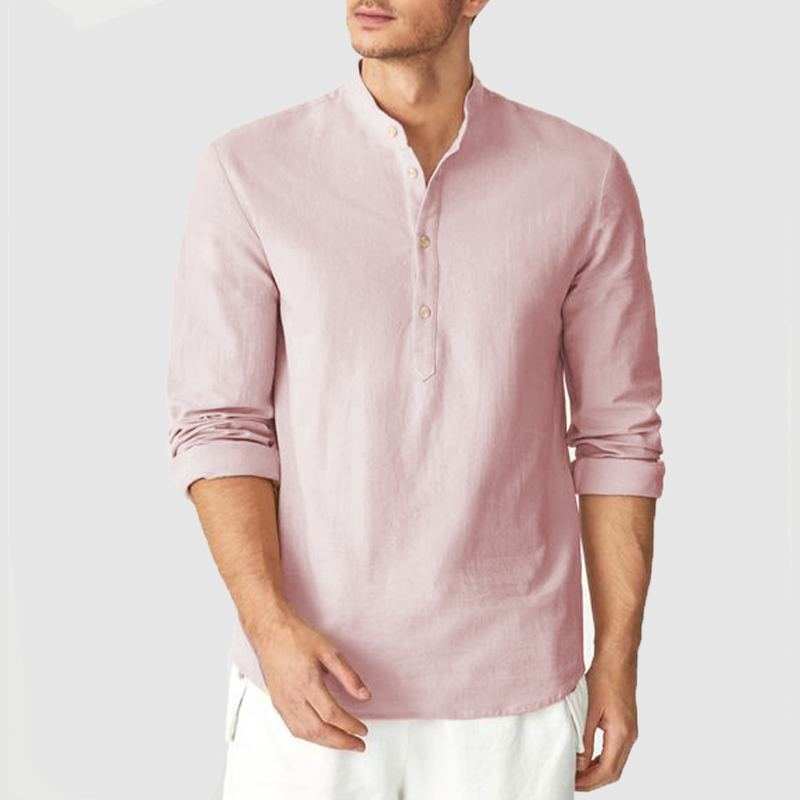 Men's shirt long sleeve stand collar open button casual shirt jacket