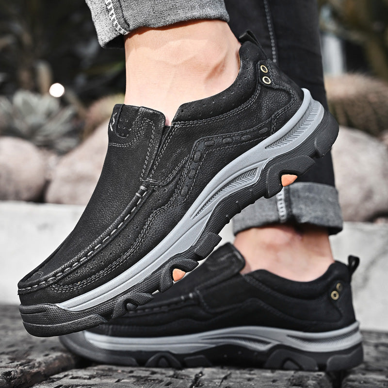 Mens Slip On Leather Casual Walking Shoes