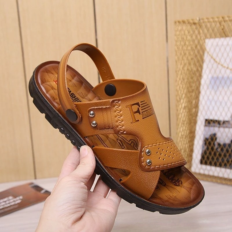 Men's Beach Open Toe Shoes Sandals High Quality Non-slip Men Slippers Breathable Two Uses Male Footwear Mens  Outdoor Shoe