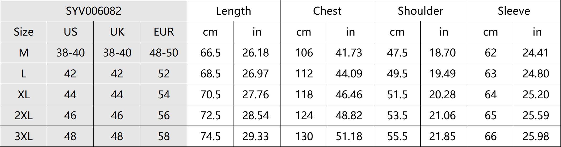 Premium Basic Henley Shirt Size Chart