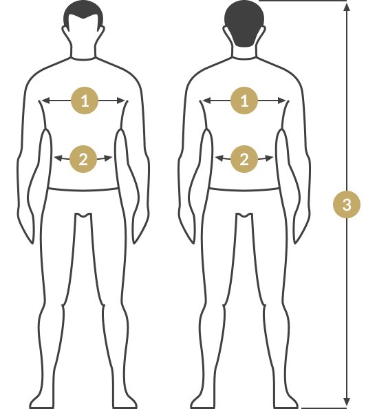 The sizes of the person from Vintage Leder online store 