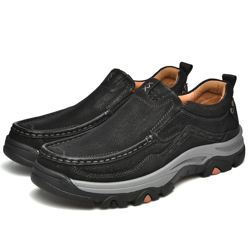 Mens Slip On Leather Casual Walking Shoes