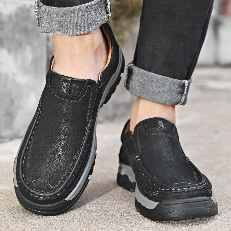 Mens Slip On Leather Casual Walking Shoes