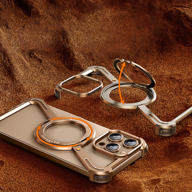 360° Rotation Kickstand MagSafe Aluminum Metal Frameless Z Design Bumper Phone Case for iPhone & Samsung Phone | OFCase158