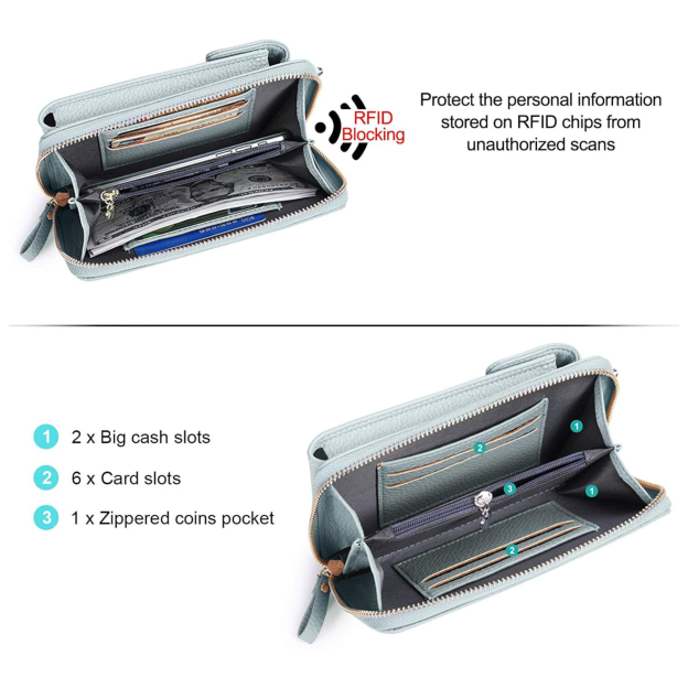 Personalized Crossbody Zip Card Slot Leather Phone Bags | OFBag02